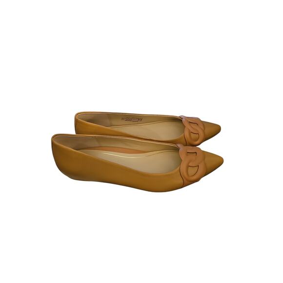 Vionic Arielle tan flats point toe buckle detail leather shoes new $125 SH445 - Picture 4 of 8